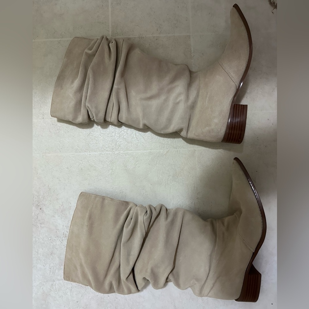 Chinese Laundry Womens Slouch Suede Pointed Toe Boots Color:Blush Size 9M